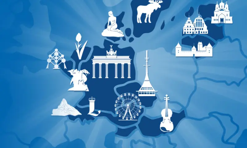 map of europe with important monuments