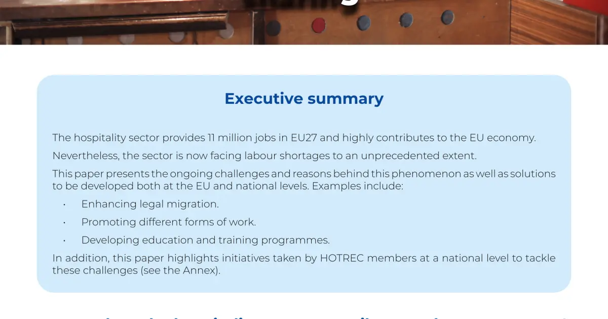 Labour shortages in the hospitality sector: forward-thinking and ...
